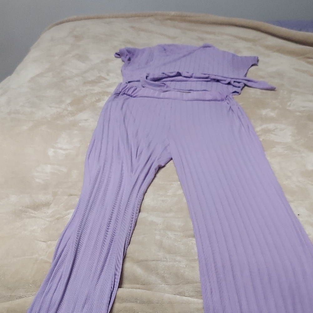 Lavender Ribbed Lounge Set - Picture 2 of 4